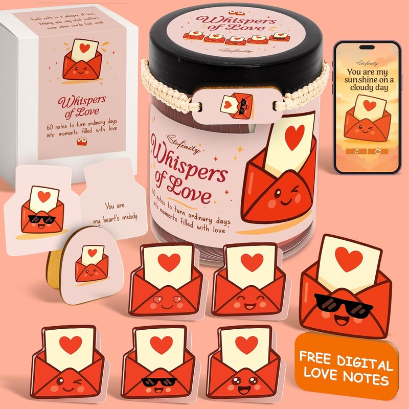 STOFINITY Jar Of Love Notes For Him Her - 2025 Christmas Gifts For Men Women, Unique Birthday Gifts For Boyfriend Girlfriend, Romantic Couple Gift Ideas For Husband Wife, Cute Valentine Day Note Cards - Image 1